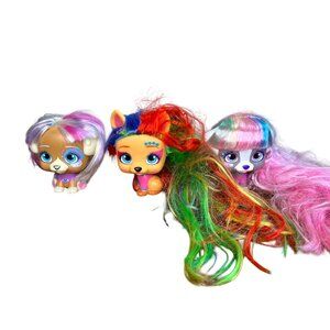 Hairdorables Pets Dolls Figurines Set Of 3 With Colorful Hair